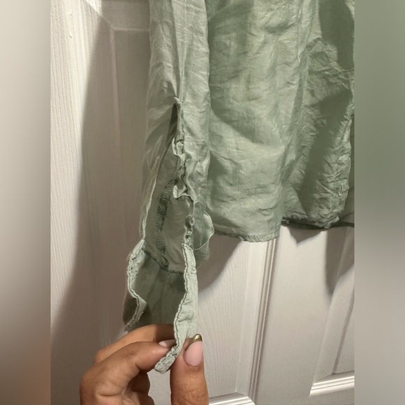 Zara Green Chiffon Button down - Picture 3 of 5